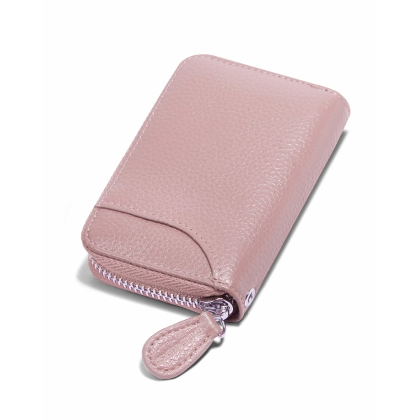 Kreditkortholder - Lille RFID-blokerende damepung - Accordion-pung til kvinder med blokeret lynlås Accordian-kort Pink