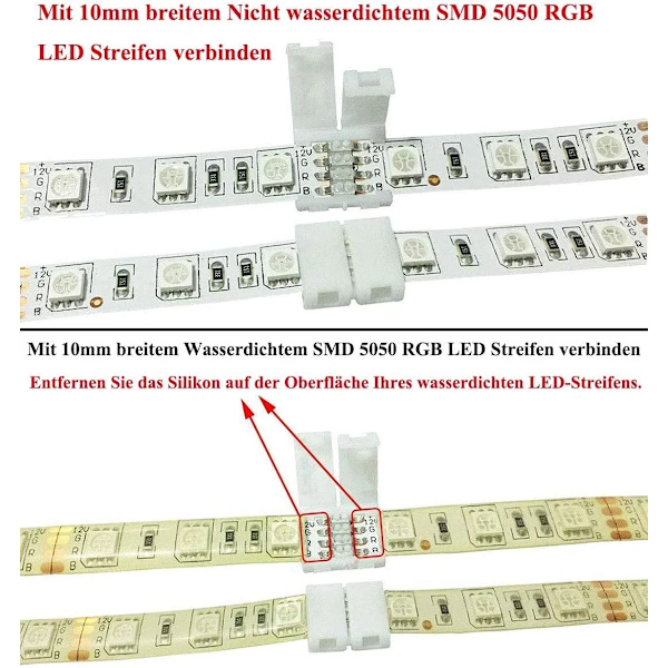 RGB 5050 LED-remsanslutning 4-stifts snabbförbindningar (10 st)