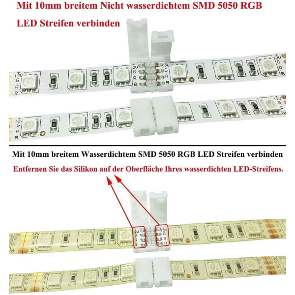 RGB 5050 LED-stripekontakt 4-pin hurtigkoblinger (10 stk.)