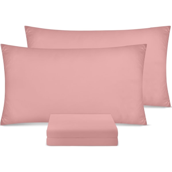 Tyynyliinat 4 kpl - Standardikoko 50x75 cm - 100% harjattua mikrokuitua, kirjekuorikiinnitys, pinkki