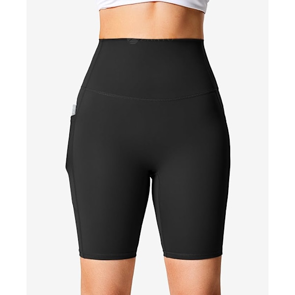 Cykeltights til kvinder, korte leggings, uigennemsigtige med lommer, løbebukser, sports shorts, træningsbukser L