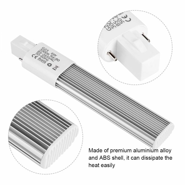6W 2-stifts kompakt lysrör, 3000K (varmvit G23)