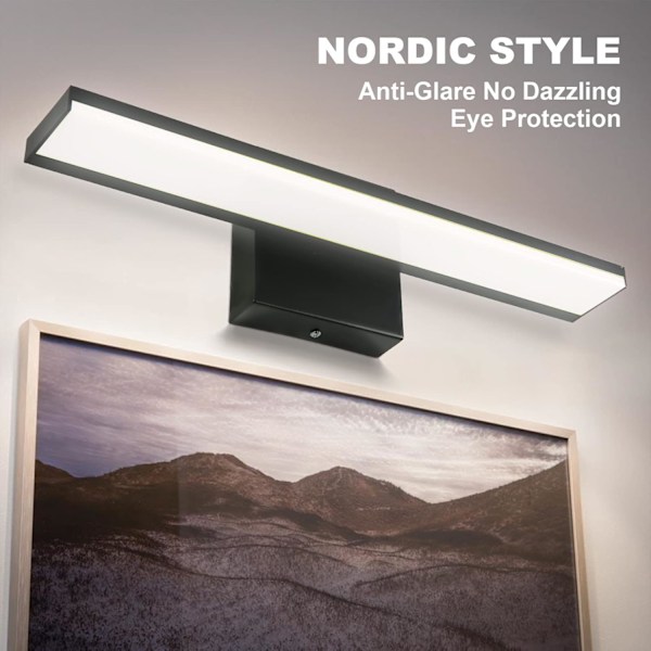 60cm LED Badeværelsesspejl Lys 12W 1200LM Kold Hvid 6000K, Ingen Flash Badeværelsesspejl Lys IP44 230V Væglampe Spejllampe