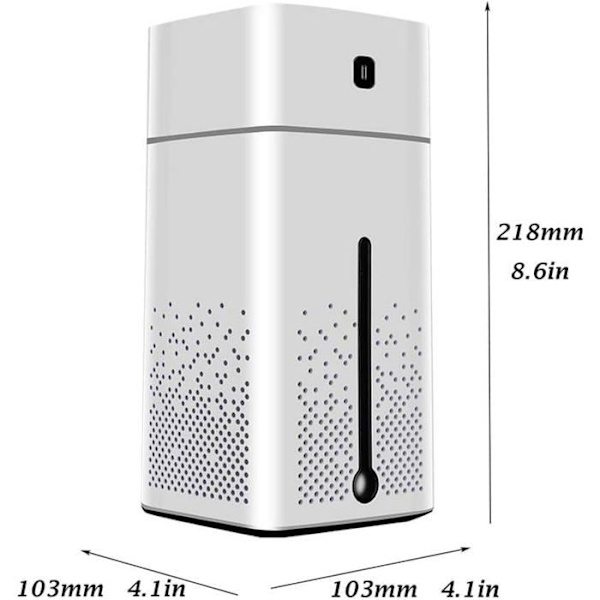 Luftfukter 1000 ml USB-diffuser stille luftfukter hvit