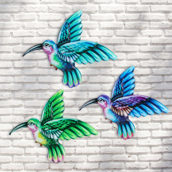Hummingbird Vægdekoration Metal Væg Skulptur Have Vægdekorationer Farverig Hegnsdekoration
