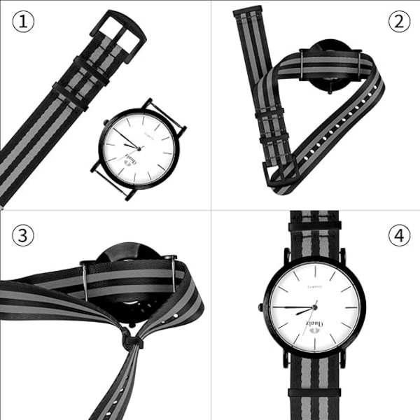 Klockarmband i nylon - Mjukt klockarmband för män och kvinnor - Ersättning för segelduksarmband för smartklocka med spänne - 20 mm