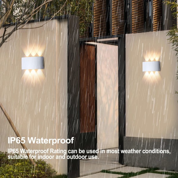 6W LED-vägglampa, 3000K varmvitt ljus, IP65 vattentät vägglampa, dekorativt ljus-2st
