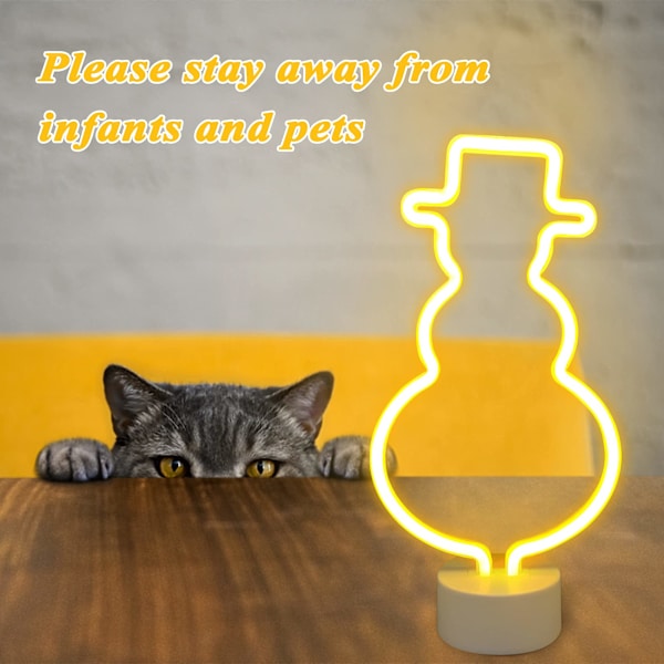 Neon Skilt Snemand Led Natlys Lampe med Holder Base