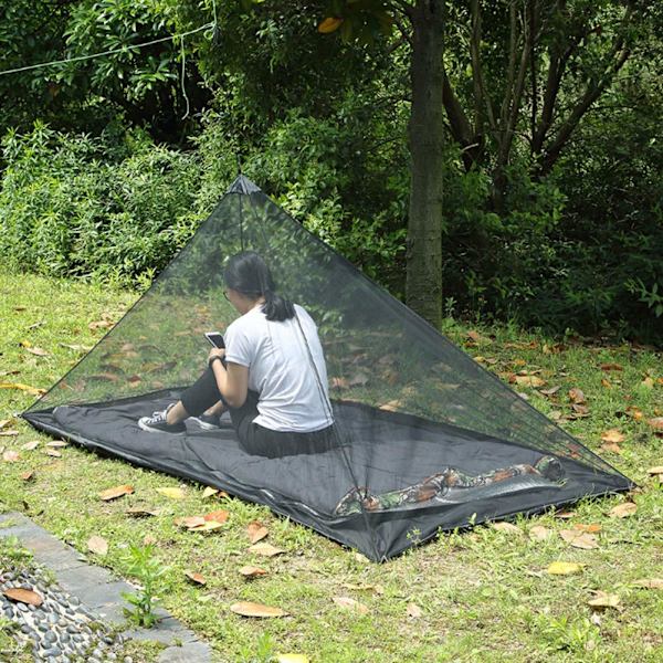 Myggenet til camping seng, udendørs rejse myggenet telt med bæretaske, myggenet (sort, 220x120x100cm)
