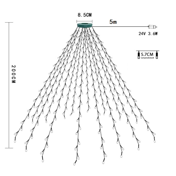 400 LED juletrær lyslenke, fargerik, 2m x 16 LED