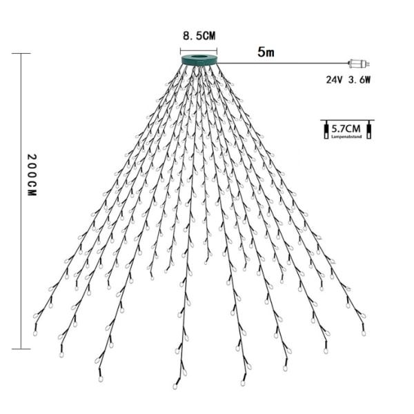 400 LED julgransljus, färgglada, 2m x 16 LED