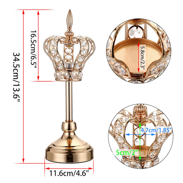 2 stk. Metall Lysestake Krans Lysestake (Gylden)
