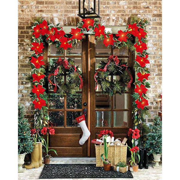 6,3 fot förbelyst julstjärnegarland