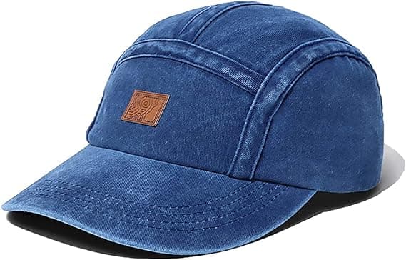 Bomullsvaskede Baseball Caps Vintage 5 Panel Caps Lav Profil Dad Hat Casual Solhatt, Blå
