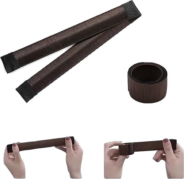 Hårknutsformare, 3-pack mörkbrun, DIY-hårknutsstyler för långt och kort hår, bärbar och lättviktig
