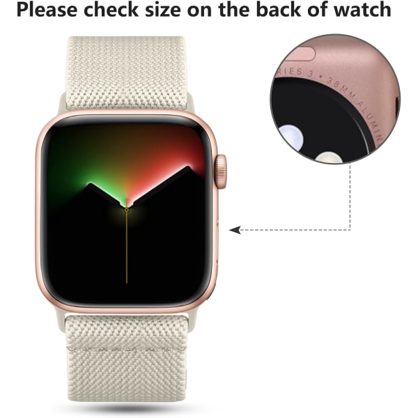 Løkkestropp kompatibel med Apple Watch-rem, justerbar elastisk nylonflettet sportsrem for iWatch SE Series 9/8/7/6/5/4/3/2/1