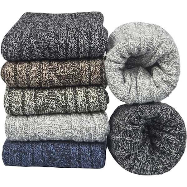 5 par Damullsockor Vinter Termisk Mjuk Business Grov Stickning Sockor för Premium Vandring Sockor Lätt