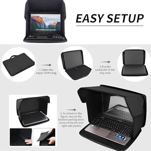 Vikbart solskydd för laptop