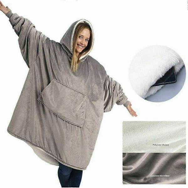 Hetteteppe, Oversized Sherpa Hettegenser, Bærbar Hettegenser-Teppe, Supermyk Varmt Komfortabelt Teppegenser, En Størrelse
