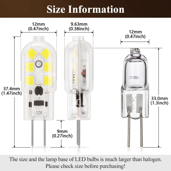 G4 LED 1,5W glödlampa, 120LM dagsljus 6000K, icke-dimmbar 10 st