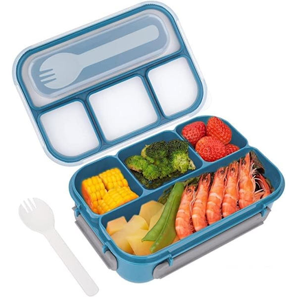 1300ml Bento Box, Matlåda med 4 Fack och Bestick