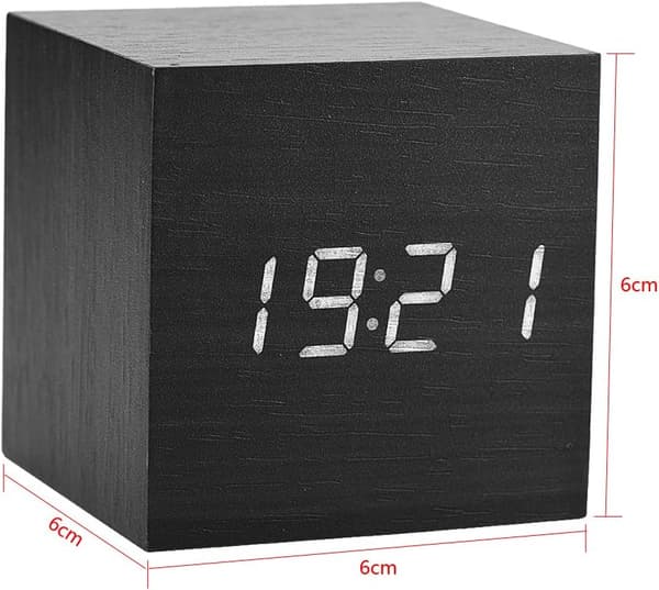 LED Väckarklocka Skrivbordsklocka Morgon Digital Klocka Kub/Rektangulär/Triangulär Datum Temperaturvisning med Rese Digital Väckarklocka (Svart Kub)