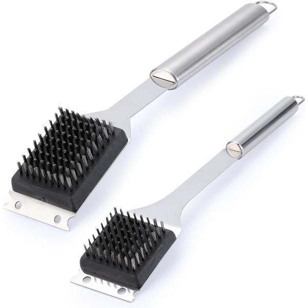 2 Pack Grill Brush and Scraper, 16.5” & 14” Wire BBQ Grill Brush for Outdoor Grill, 304 Stainless Steel Cleaning Brush BBQ Grill Accessories