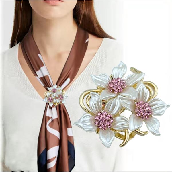 Brosche Pin Stilfulde Blomster Brosche med Skabt Krystal 17.6g