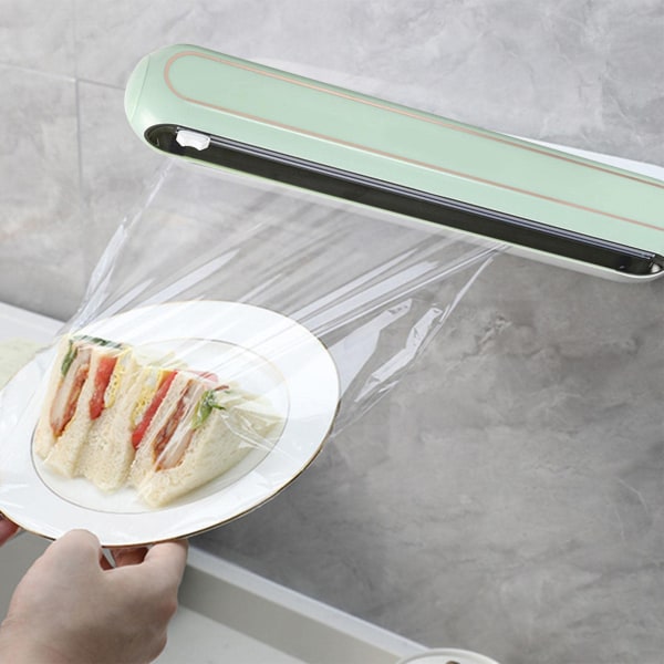 Folieskärare, aluminium- och plastfilmsdispenser med glidande skärare, foliehållare, magnetisk köksförvaring för vaxpapper pergament