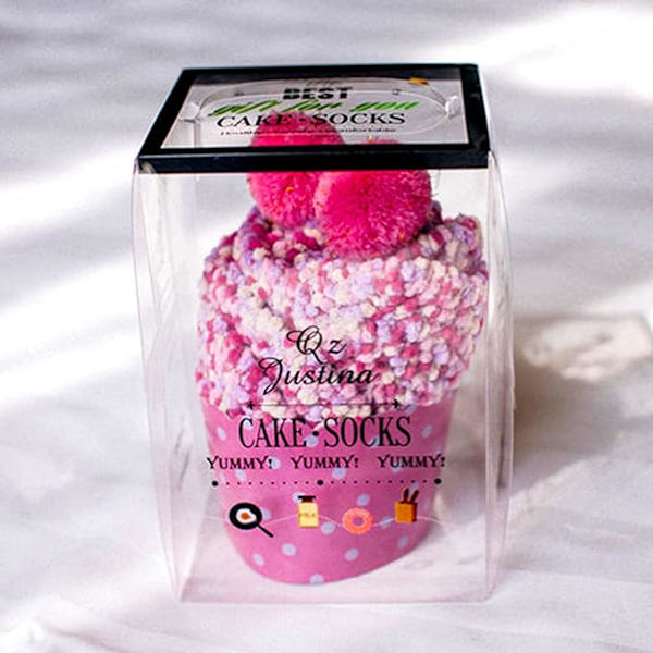 Søde, bløde sokker til kvinder, fluffy gaver til kvinder, vintervarme cupcake-sokker, julegaver, Valentinsdag, fødselsdagsgave
