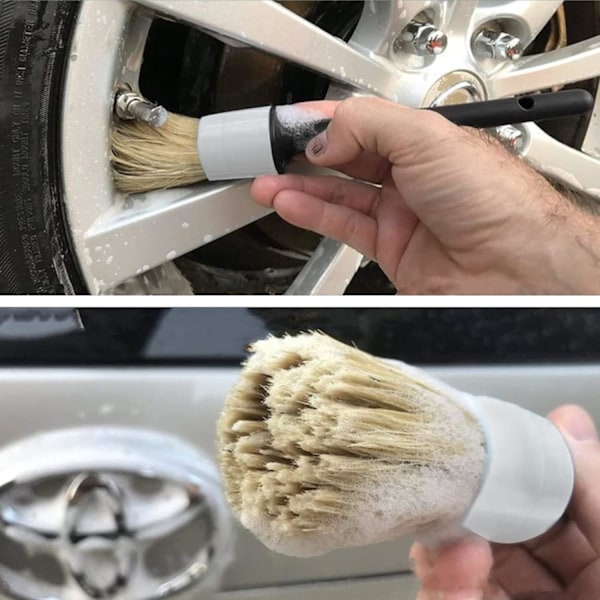 Detail Boars Hair Ultra Soft Car Detail Brushes Car Detailing Brush - Set of 3 Pcs Different Sizes NO Metal Brush Parts