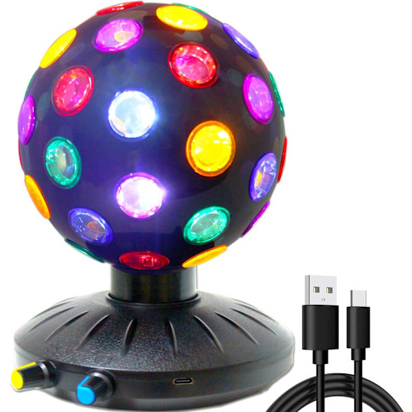 Roterende Diskokule LED Nattlys Projektor 360° Rotasjonshastighet/Lysstyrke Justerbar Lampe for Fest, Halloween, Jul.