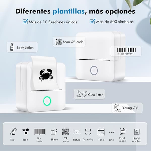 Selvklæbende Etiketprinter, Etiketprinter, Klæbende Etiketprinter, Bærbar Bluetooth Etiketprinter til Hjemmebrug med Android- og iOS-enheder
