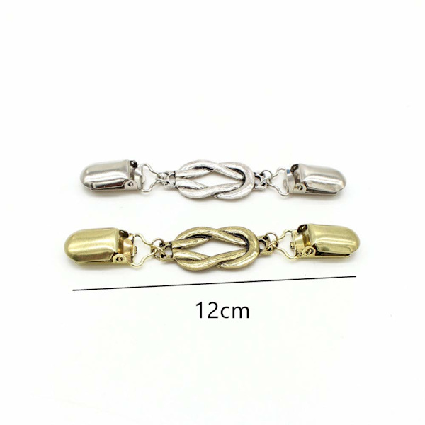 2 stk. Retro Sweater Clips Cardigan Brosche (Sølv og Guld)