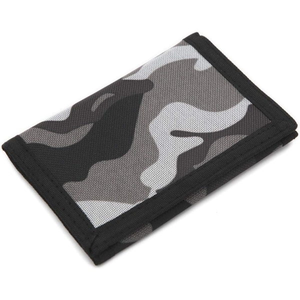 RFID Slim Kamouflage Plånbok/Tredelad Canvas Utomhus Sportplånbok för Pojkar & Barn - Grå