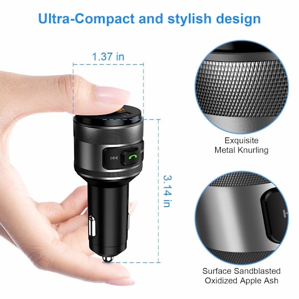 Bluetooth FM -lähetinsovitin, QC3.0 USB -autonlaturiadapteri