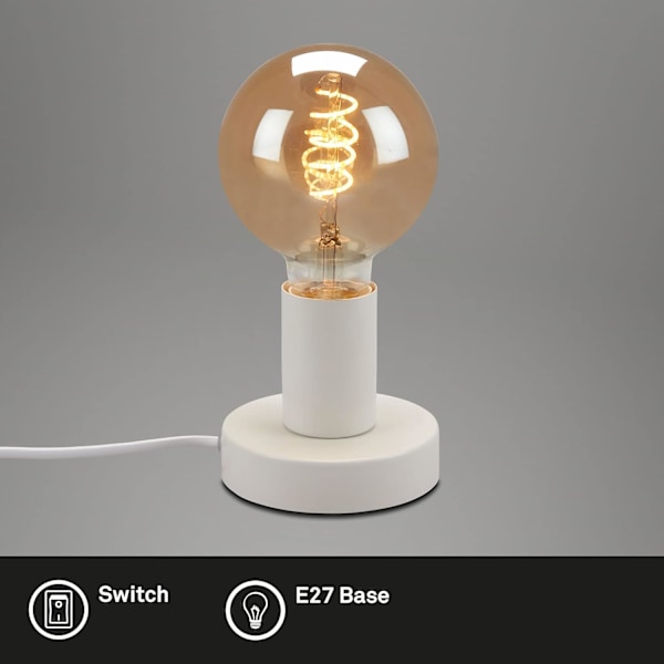 Bordlampe 1 x E27 maks. 10 W med kabelkontakt Hvid 100 x 90 mm