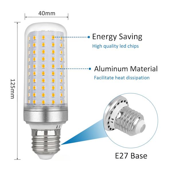 Led E27 -maissin muotoinen lamppu 30w lämmin valkoinen 3000K Ei himmennettävä 3kpl