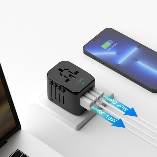 Tech-Protect Rejseadapter EU / UK / US / AU Sort 150