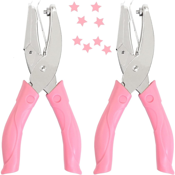 Pakkaus 1/4 tuuman tähden muotoisia metallisia yhden käden rei'ittäjiä pehmeällä kahvalla Star-shaped hole [5mm]