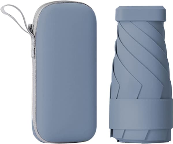 Miniparaply til pung, bærbar og kompakt, perfekt til regn og sol med UV-beskyttelse Blue