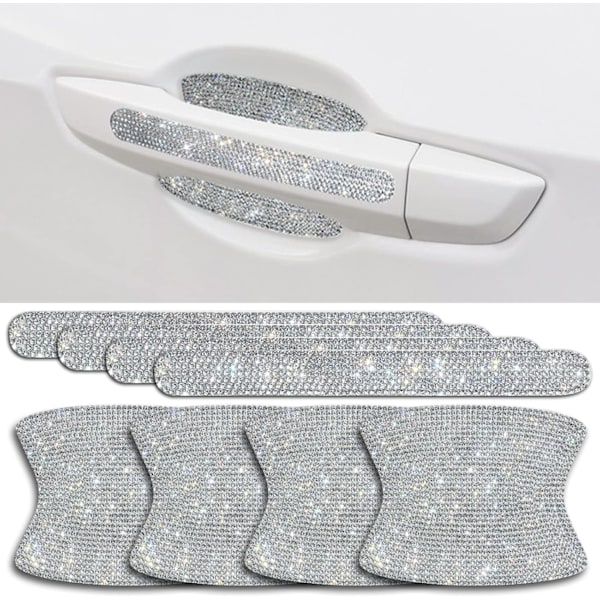 Bling Rhinestones klistermärken för dörrhandtag - 8 st universella klistermärken för dörrhandtagsskydd