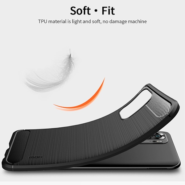 MOFI Carbon Fiber Brushed TPU Cover til Xiaomi Redmi Note 10 4Gmi Note 10S/Poco M5s 4G