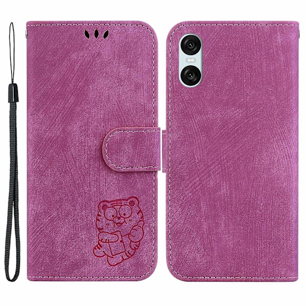 For Sony Xperia 5 VI Etui Søt Tiger Mønster Lommebok Lær Telefondeksel - Rose