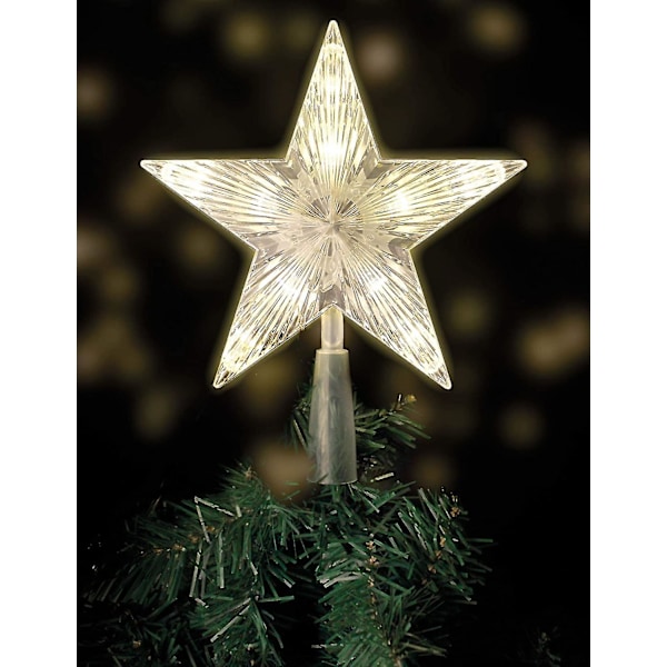 Christmas Tree Top With 10 Leds With Power Plug - Illuminated Christmas Tree Top In Warm White - Christmas Tree Star Top Tree Top