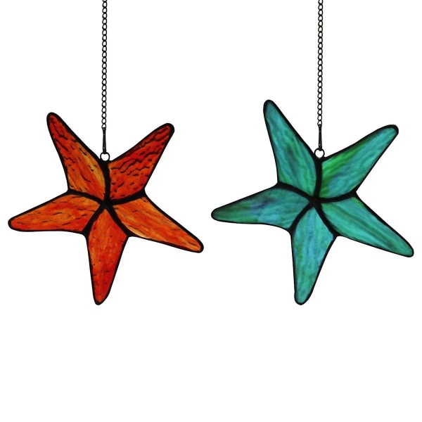 Glasmaleri Vindueshængende Søstjernedekor, Star Fish Suncatcher til vindue, vægdekoration, skaller og havstjernedekorationer