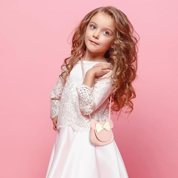 Flickrosett Crossbody Väska, PU Axelväska, Prinsess Mini Väska för Flickor, Barn, Småbarn