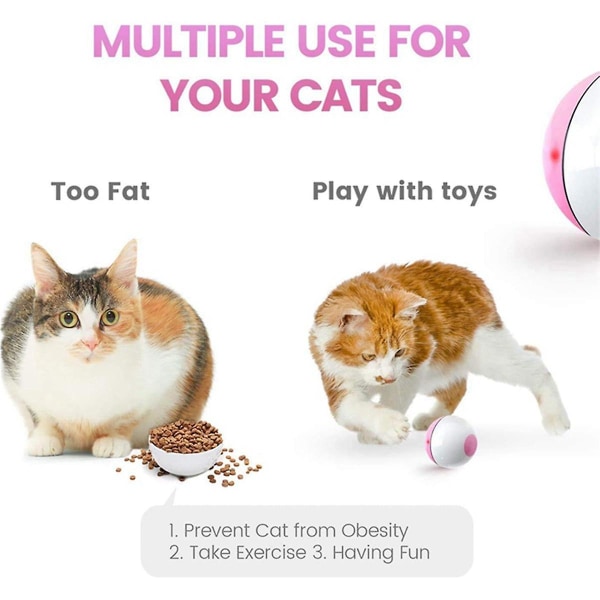Interaktiv Kattelegetøj Bold til indendørs katte, Auto 360 Selvroterende & Usb Genopladelig med Led Red Light Legetøj