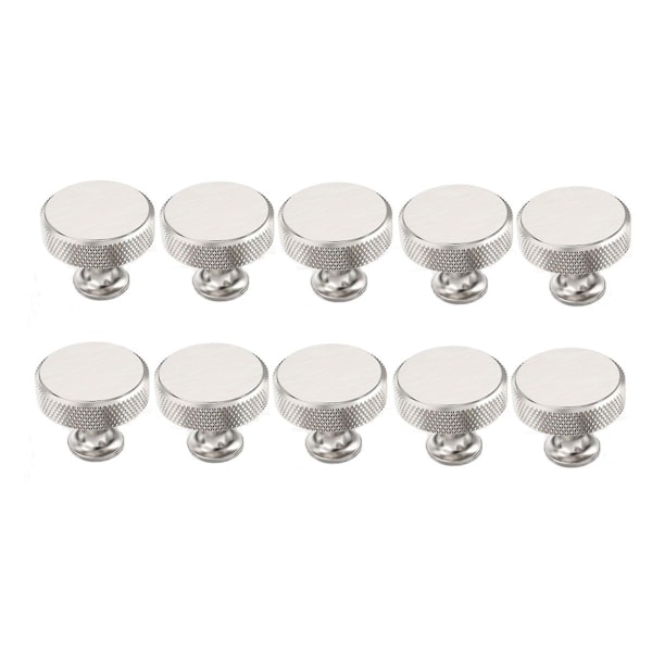 10-pack Köksskåpsknoppar räfflade byråknappar Skåpbeslag Aluminiumknoppar för byrålådor Silver