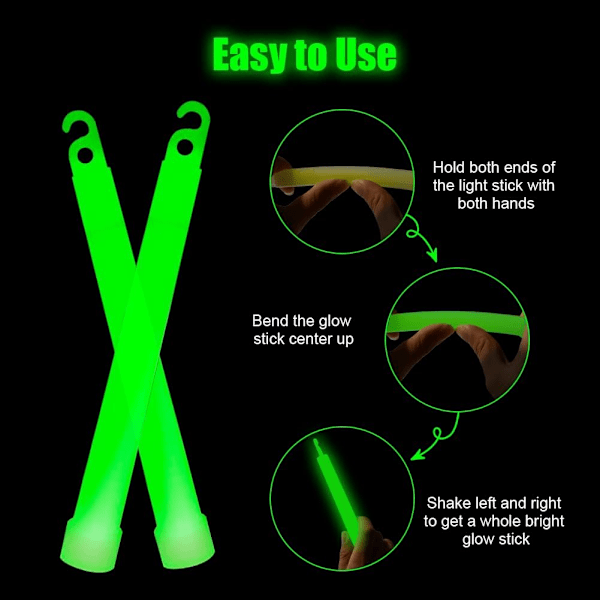 25 stk. Glow Sticks, LED Bryllups Glow Sticks, Fiber Optic Glow Sticks, Grøn 15,2 cm Glitter til Koncert Fødselsdagsfest Bryllup
